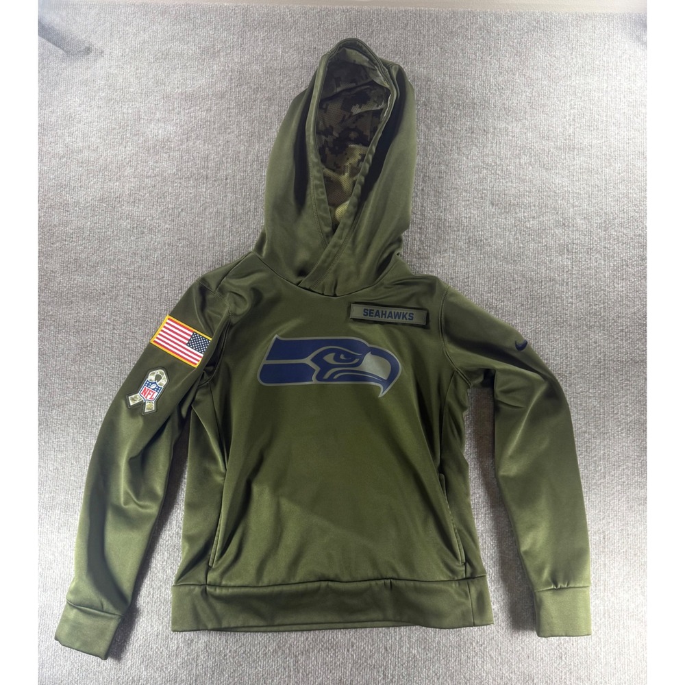 Nike Seattle Seahawks Salute to Service Hoodie Olive Green AA9953-395 Womens S